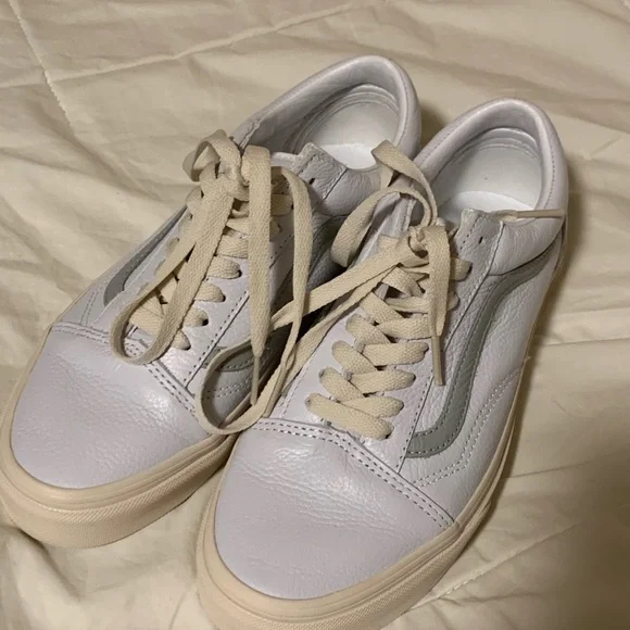 Leather vans cream vintage pop grey